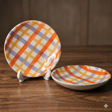 🧡 ORANGE CHECK SERVING BOWL 🍲✨