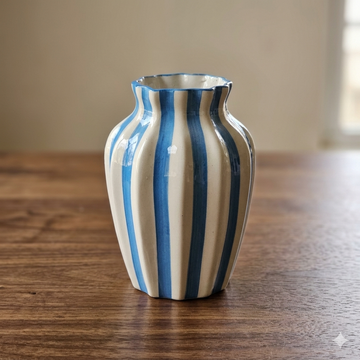 💙 BLUE STRIP VASE – 8 INCH 🏺✨
