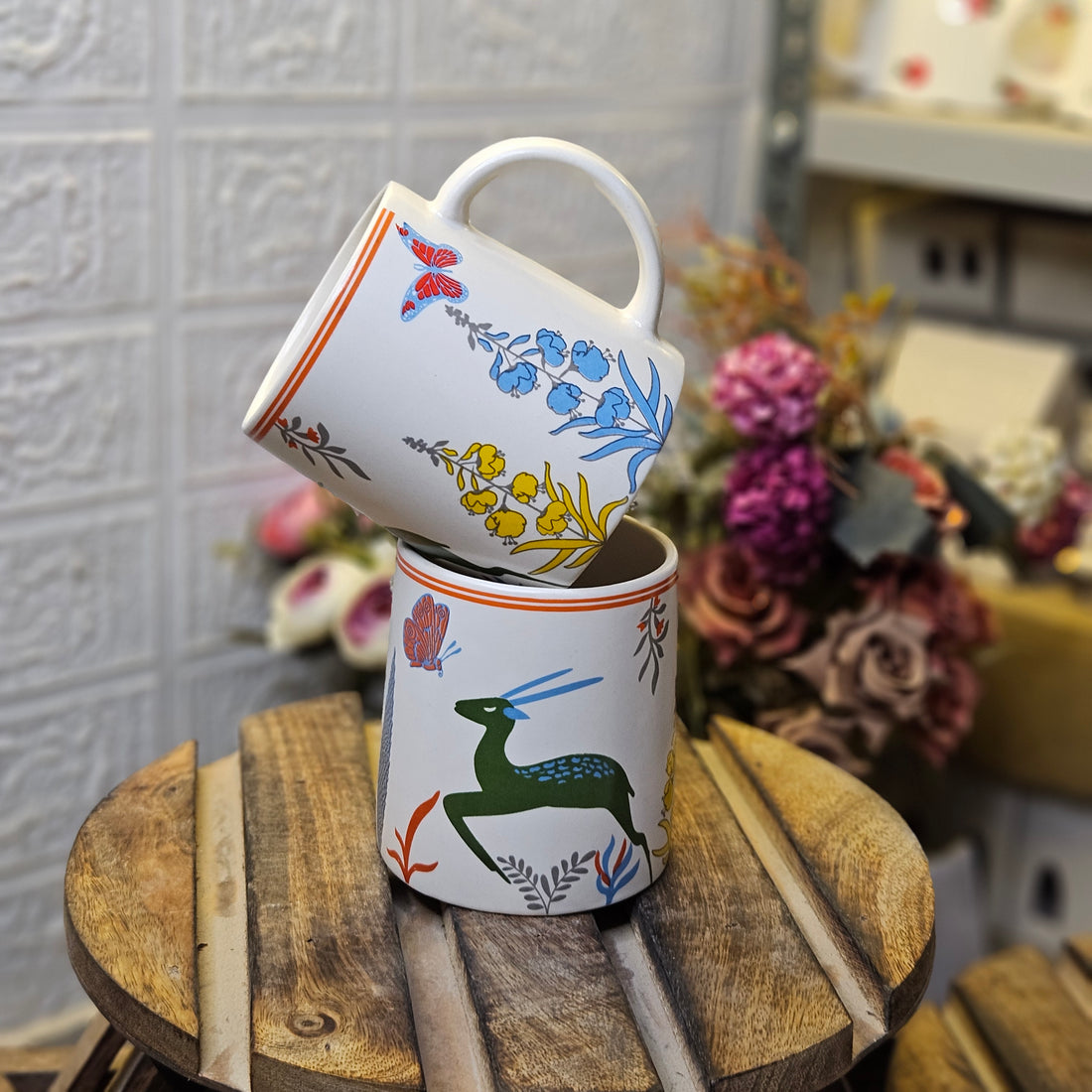Ceramic Deer Print Mug – 280ml