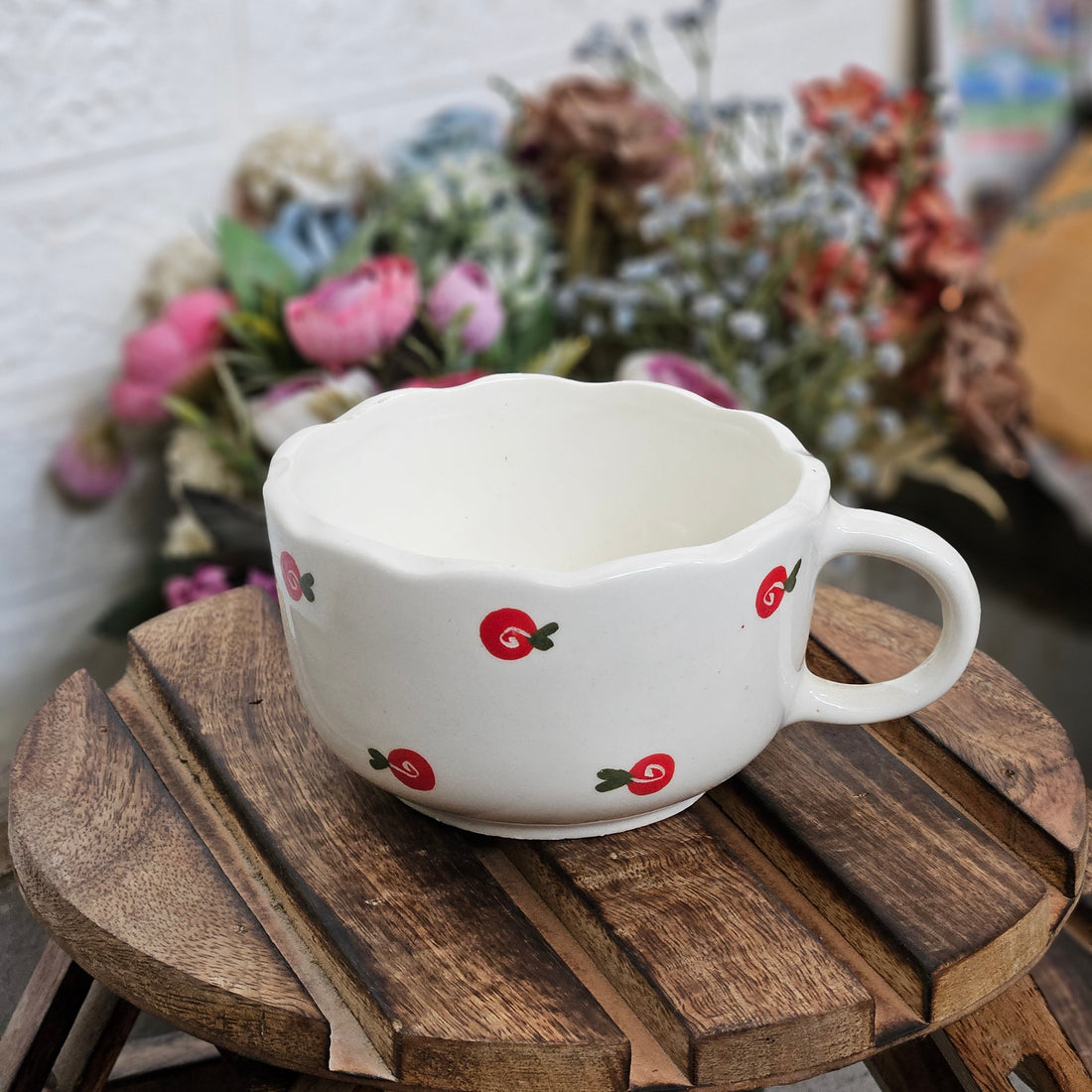 Ceramic Tomato Print Cappuccino Mug – 320ml