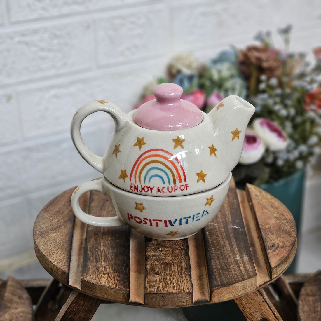 Ceramic Single Rainbow &nbsp;Kettle Set – 320 ml