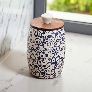 Navi Blue decal print Cylinder Air Tight Jar – 400ml