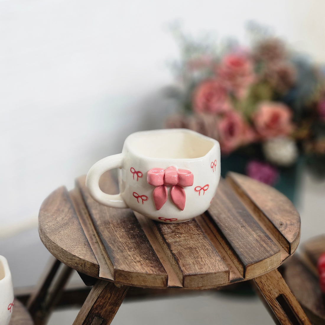 Ceramic Pink 3D Bow Mug – 180ml