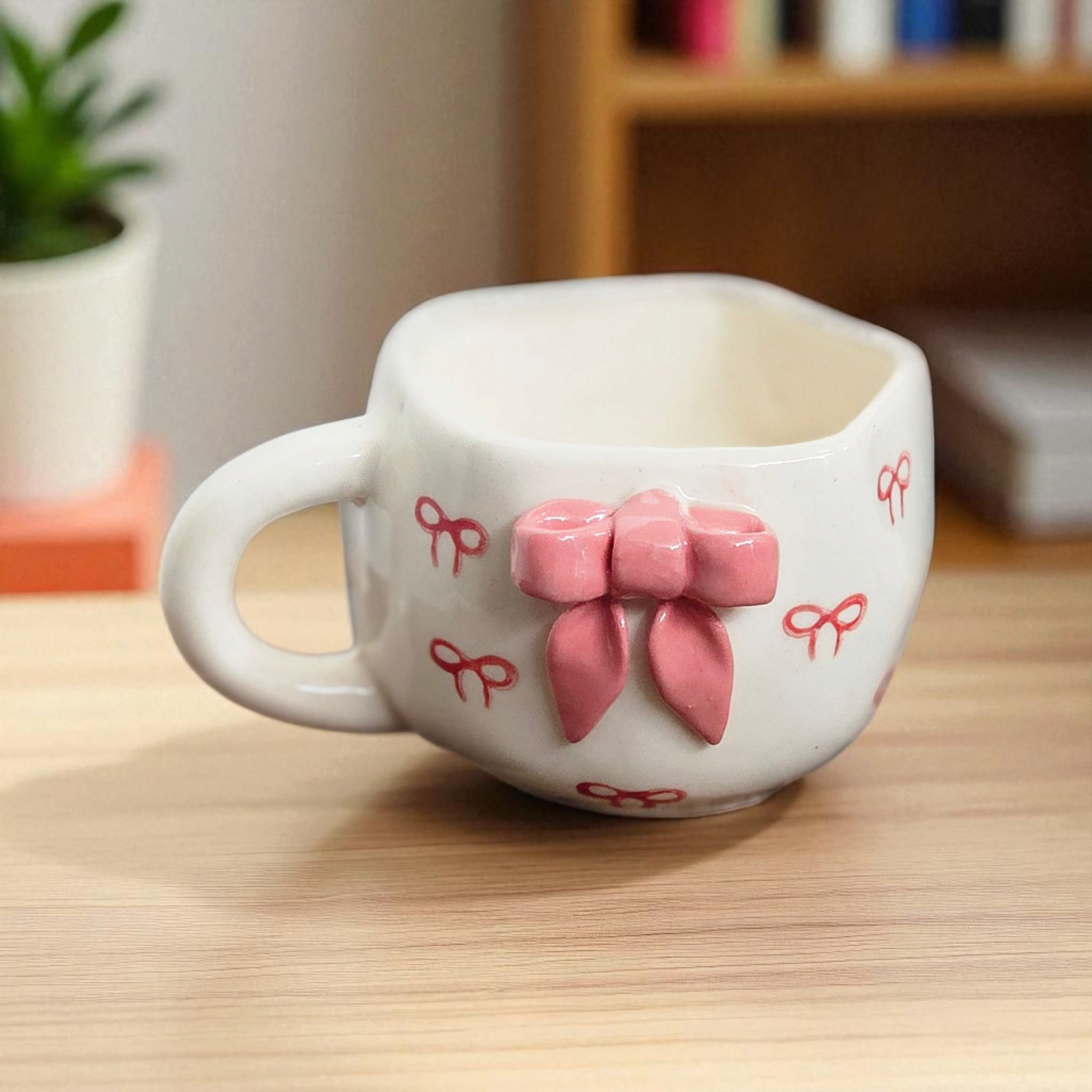 Ceramic Pink 3D Bow Mug – 180ml