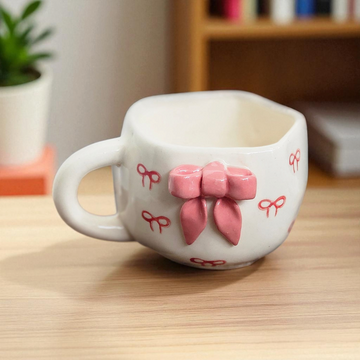 Ceramic Pink 3D Bow Mug – 180ml