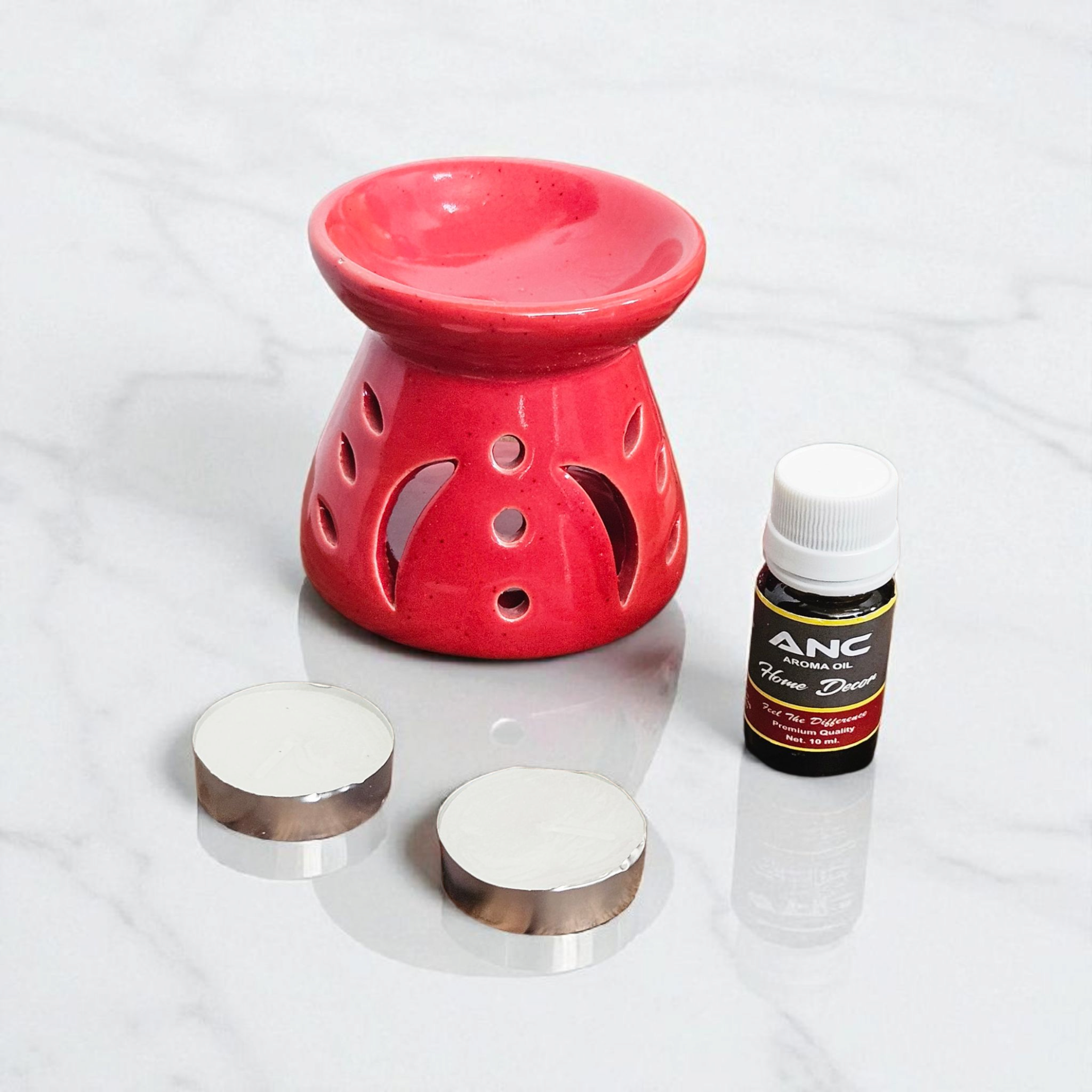 Citrus Red Candle Diffuser + 2 Candles + 1 Fragrance– Premium Quality