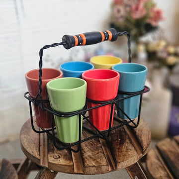6 Tea Cups with Iron Stand – Premium Quality
