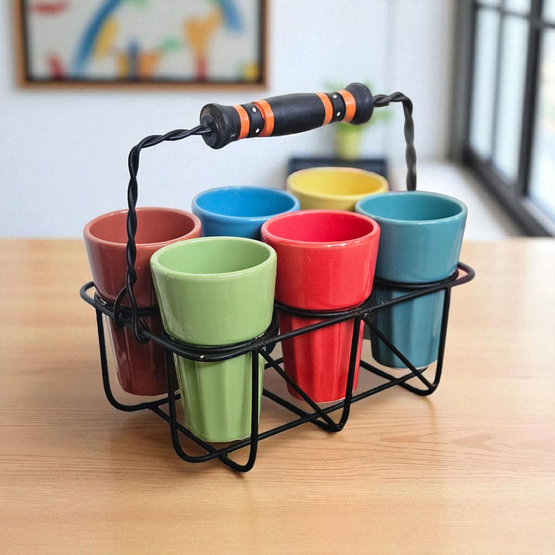 6 Tea Cups with Iron Stand – Premium Quality
