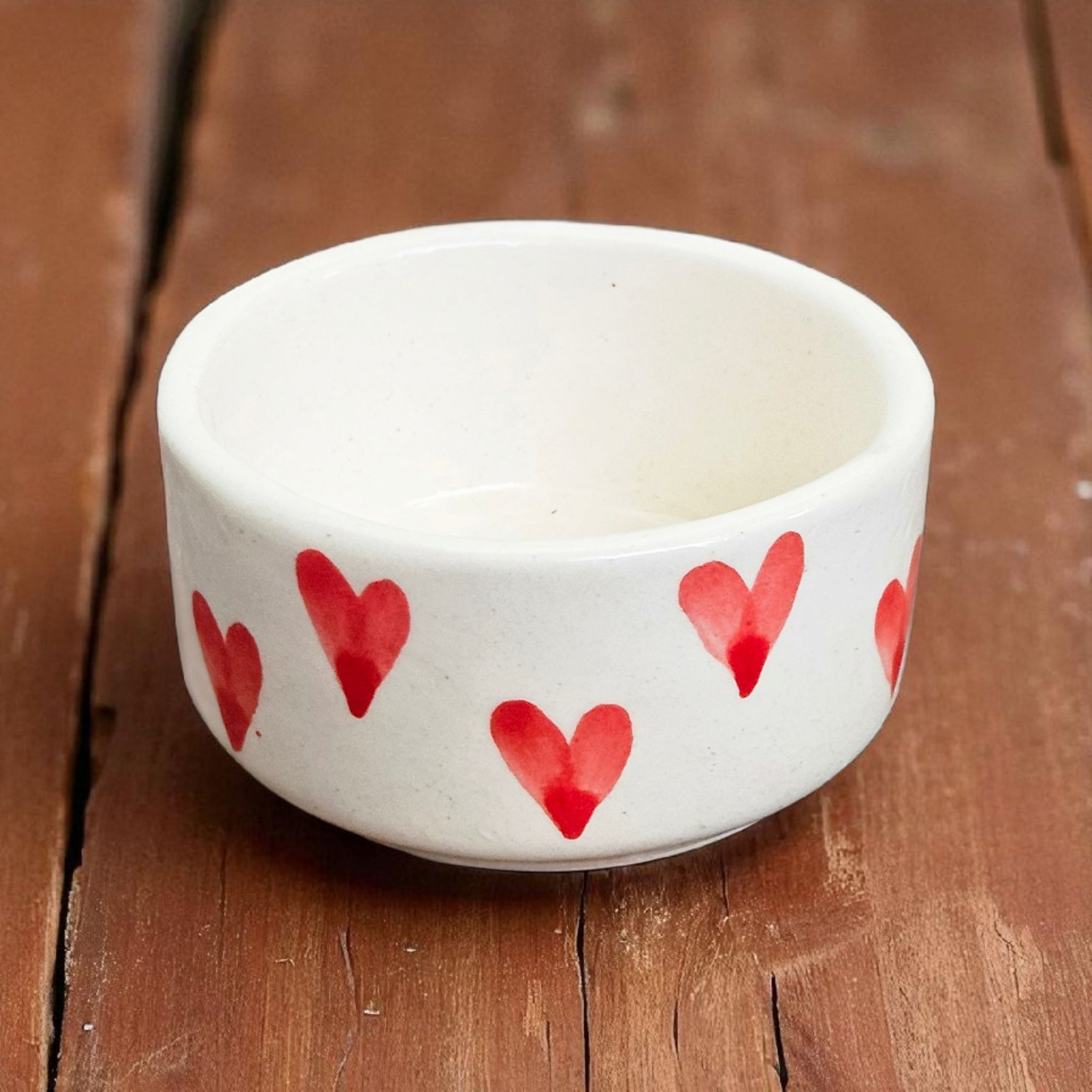 Red Heart Painting Round Dip Bowl ❤️