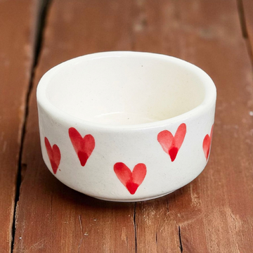Red Heart Painting Round Dip Bowl ❤️