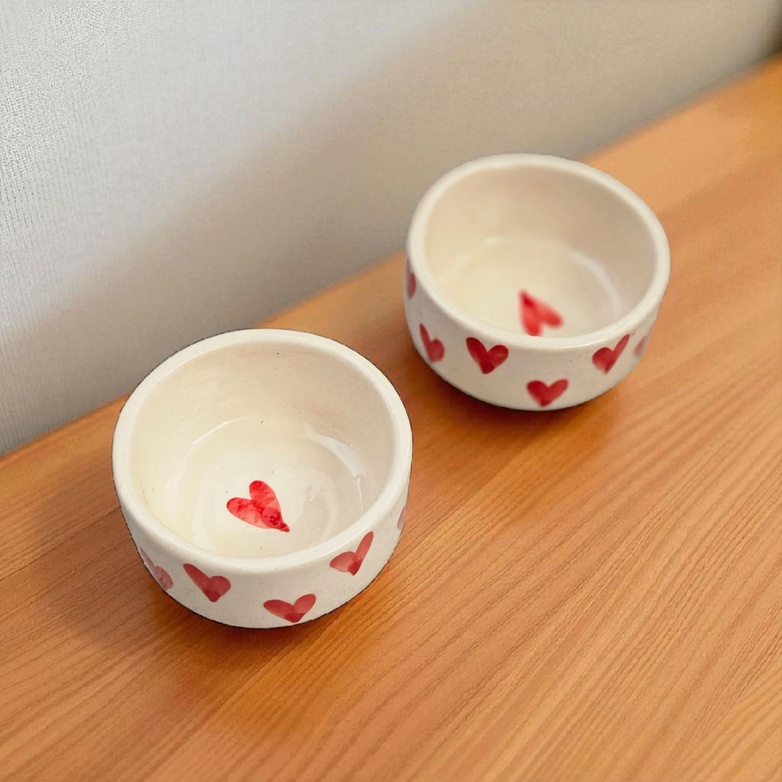 Red Heart Painting Round Dip Bowl ❤️