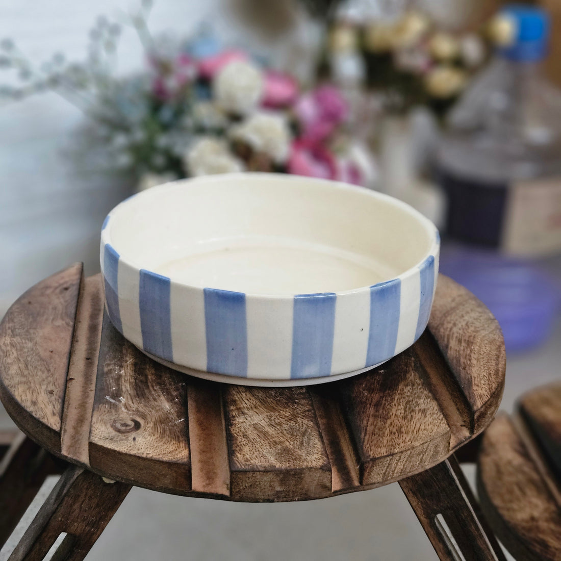 Blue Stripe Salad Bowl – 7 Inch 💙🥗