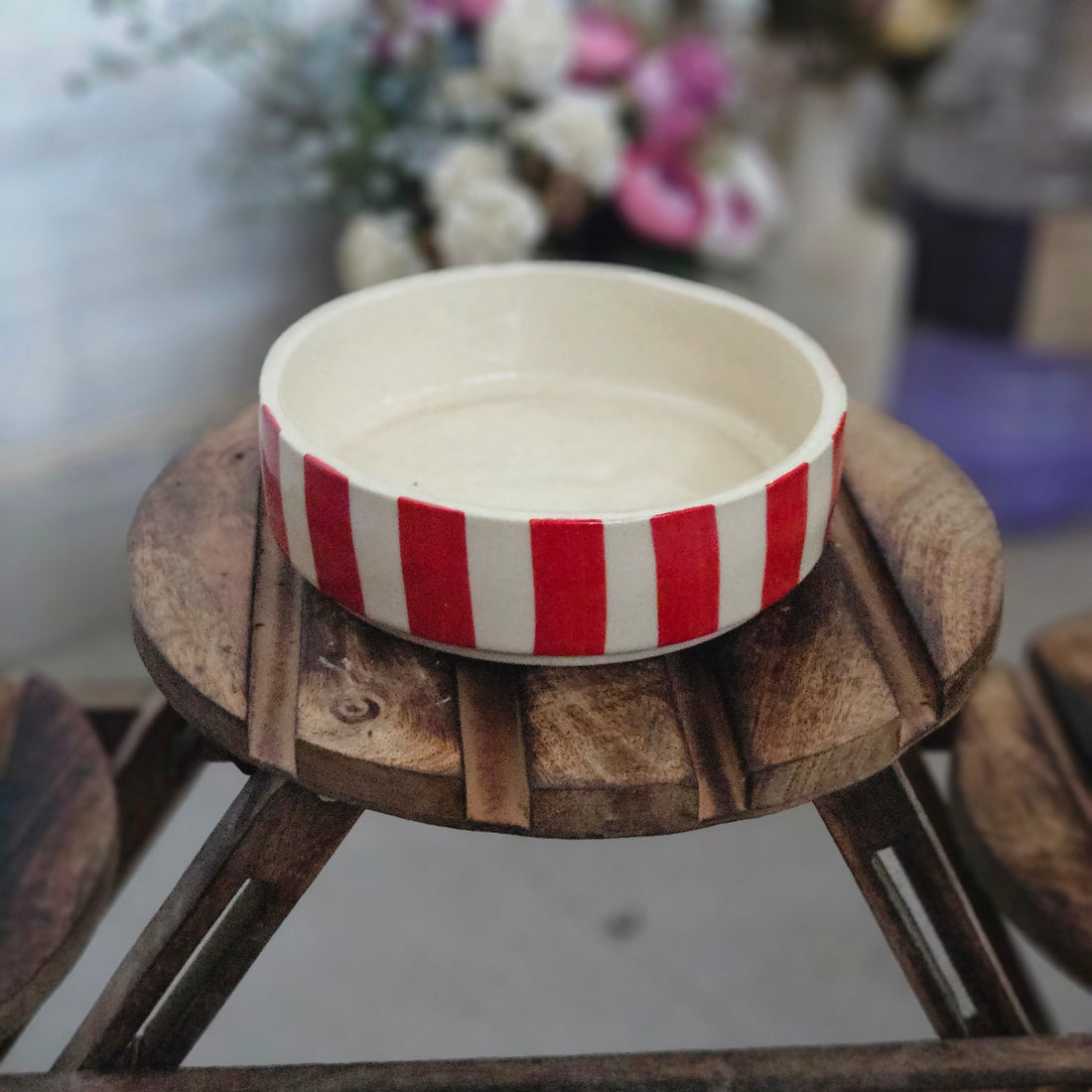 Red Stripe Salad Bowl – 7 Inch ❤️🥗