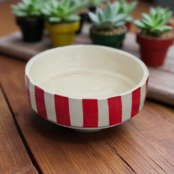 Red Stripe Salad Bowl – 7 Inch ❤️🥗