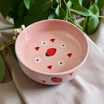 Strawberry Salad Bowl – Pink, 6 Inch 🍓💖🥗