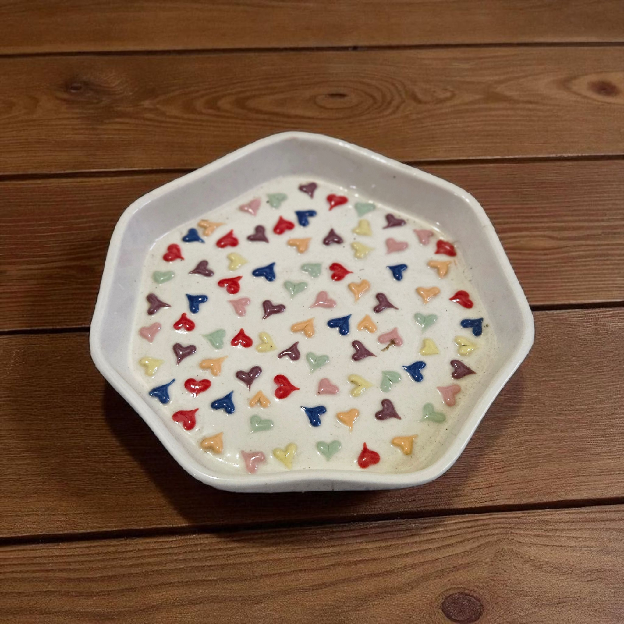 3D Multi Heart Salad Plate – 7 Inch ❤️💛💚💙🥗