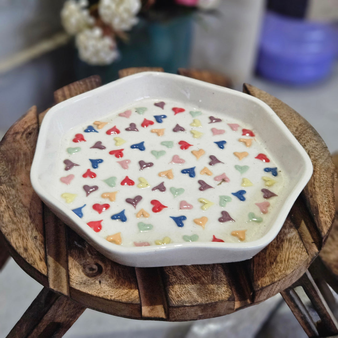 3D Multi Heart Salad Plate – 7 Inch ❤️💛💚💙🥗