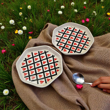 Black Check Heart Salad Plate – 7 Inch 🖤✔️🥗