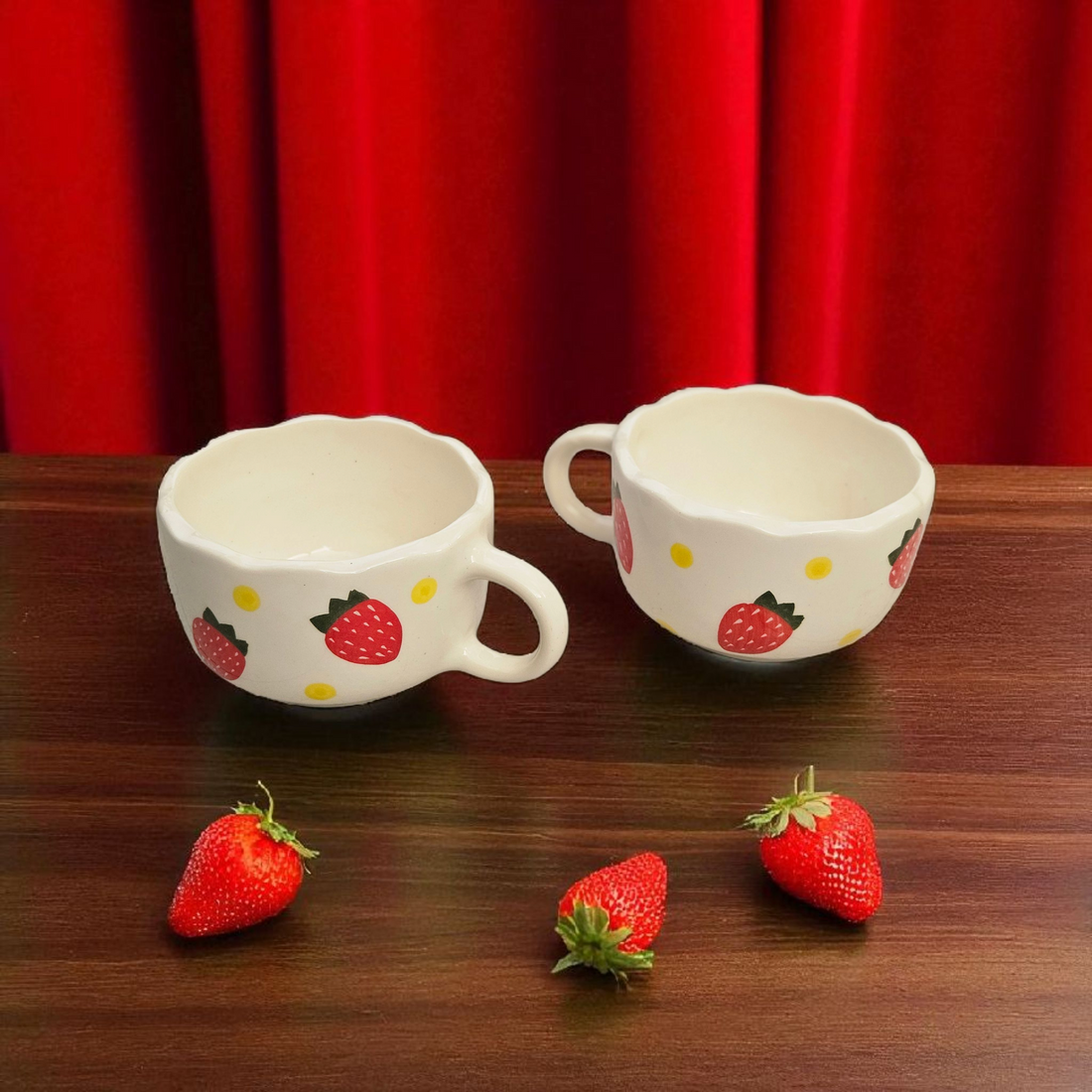 Cappuccino Mug – 280ml (Strawberry Print)