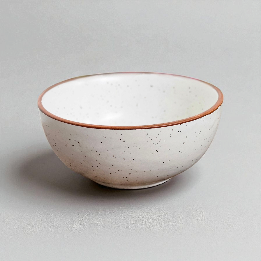 White Dessert Bowl – Brown Line 🤍