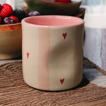 💗 Pink Stripe Heart Tumbler – 320ML