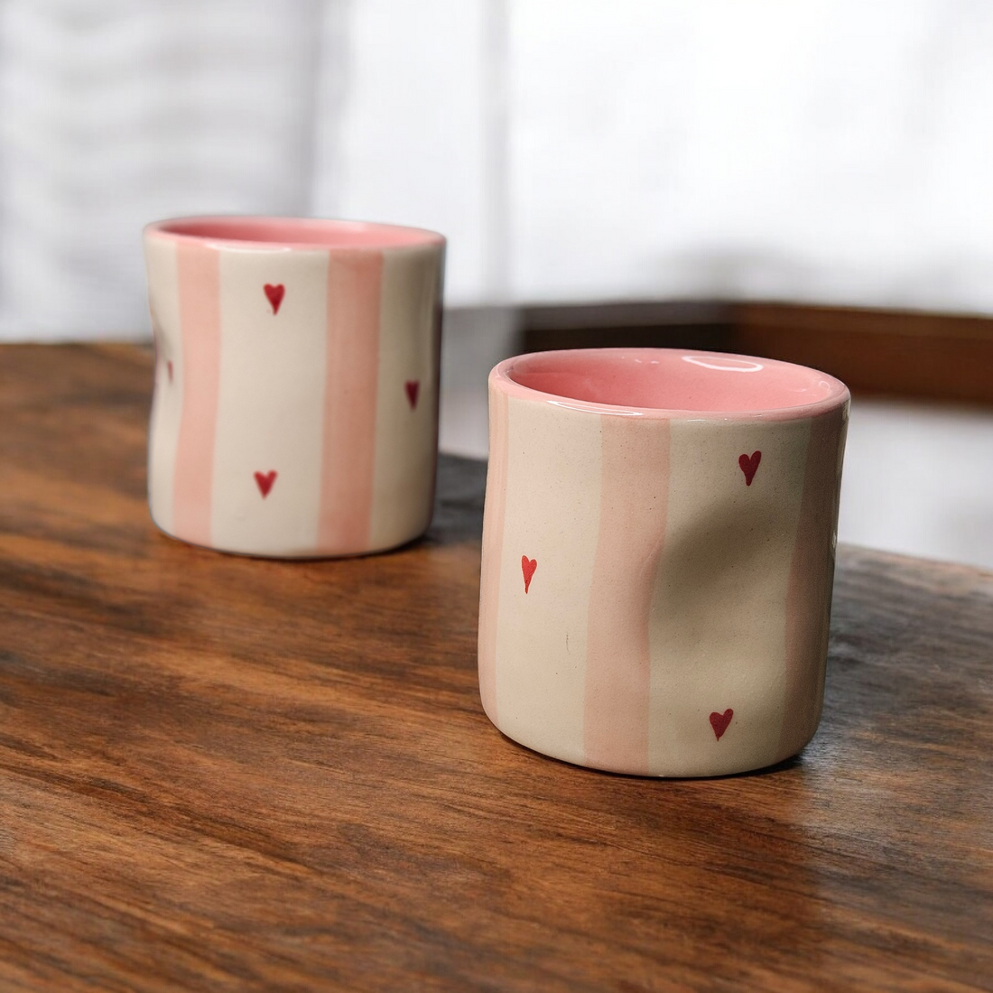 💗 Pink Stripe Heart Tumbler – 320ML