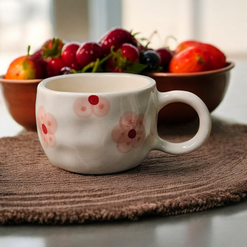 Pink Floral Ceramic Mug – 180ml