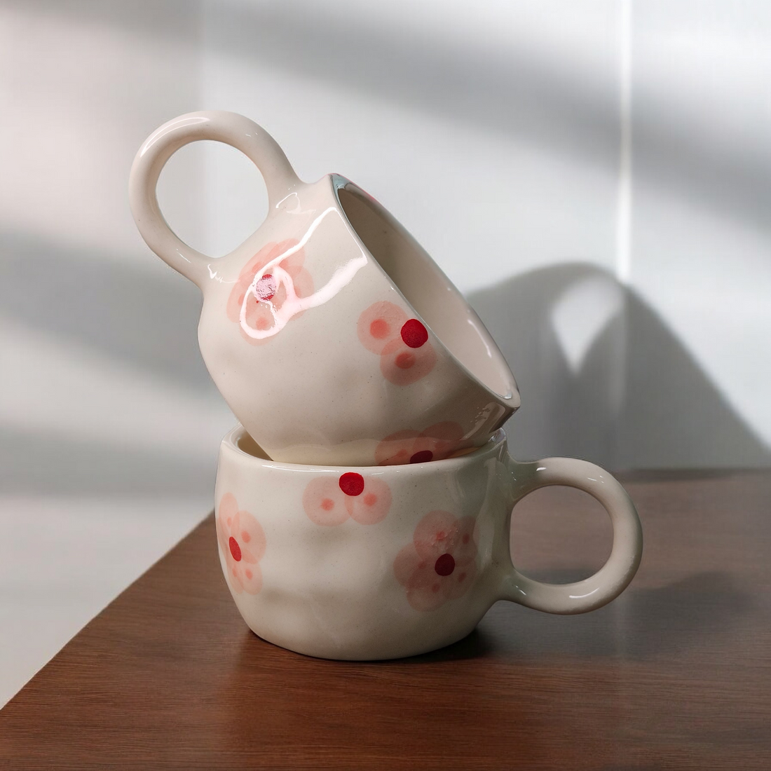 Pink Floral Ceramic Mug – 180ml