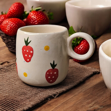 🍓 Strawberry Hand-Painted Mug – 220ML