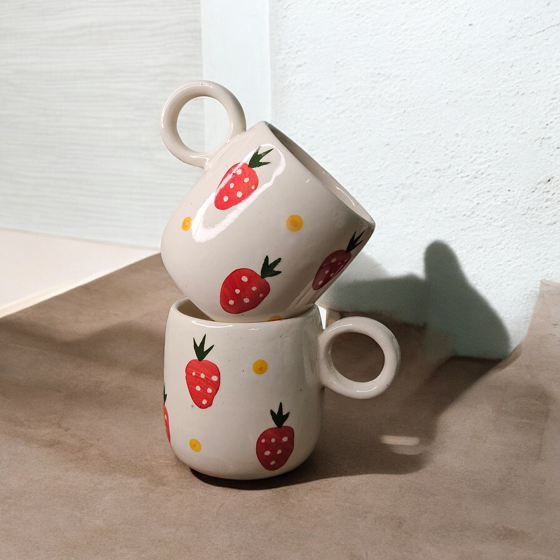 🍓 Strawberry Hand-Painted Mug – 220ML