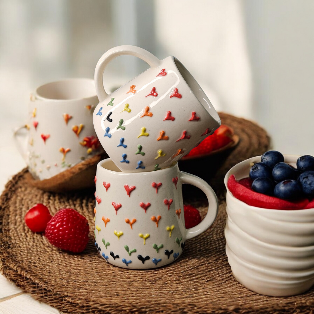 ❤️ Multi Heart Ceramic Mug – 220 ml