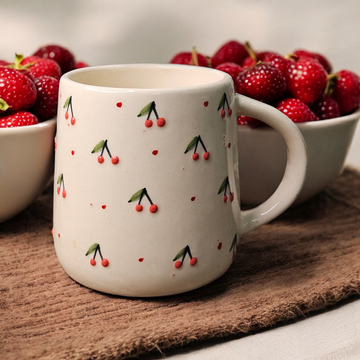 🍒 3D Cherry Ceramic Mug – 240 ml
