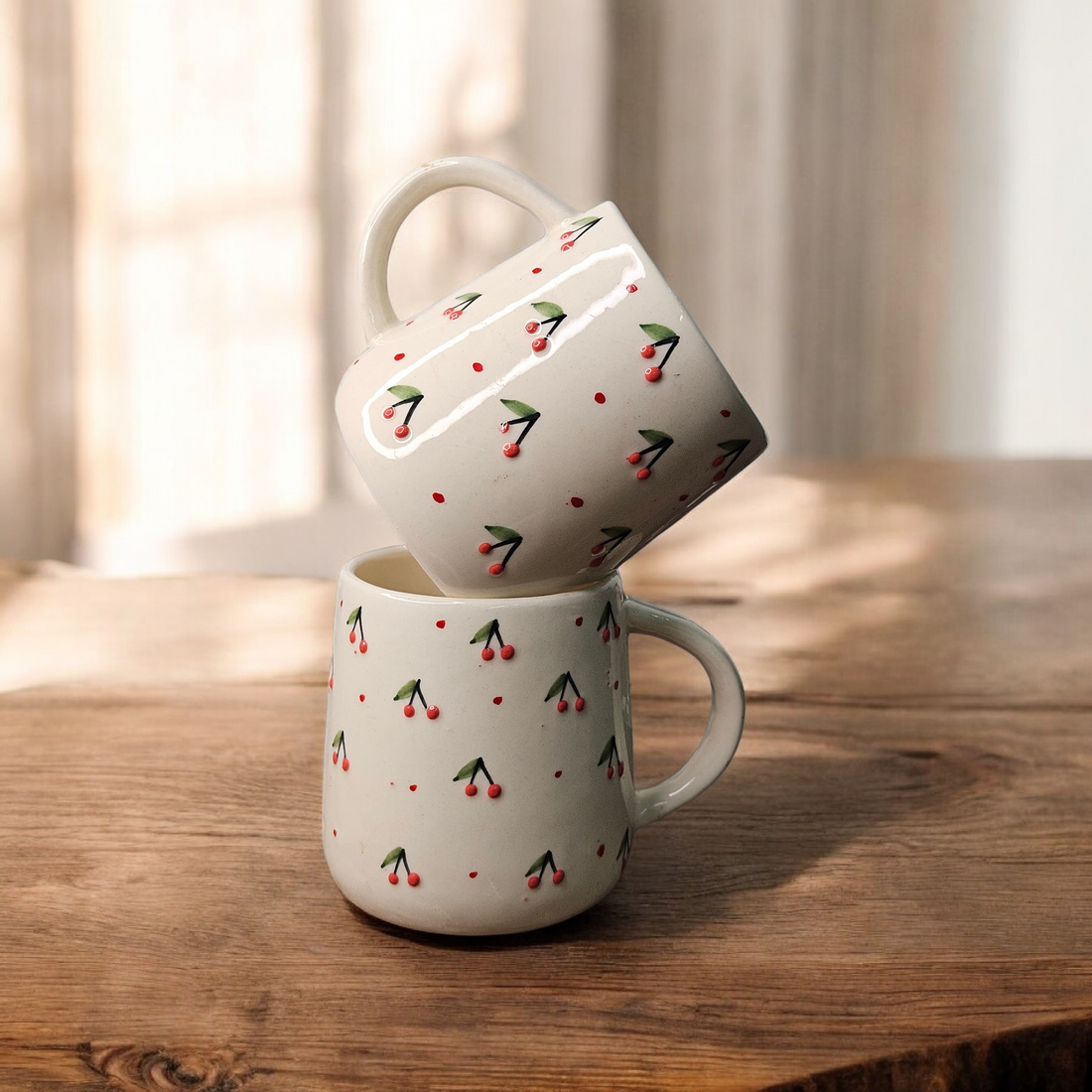 🍒 3D Cherry Ceramic Mug – 240 ml