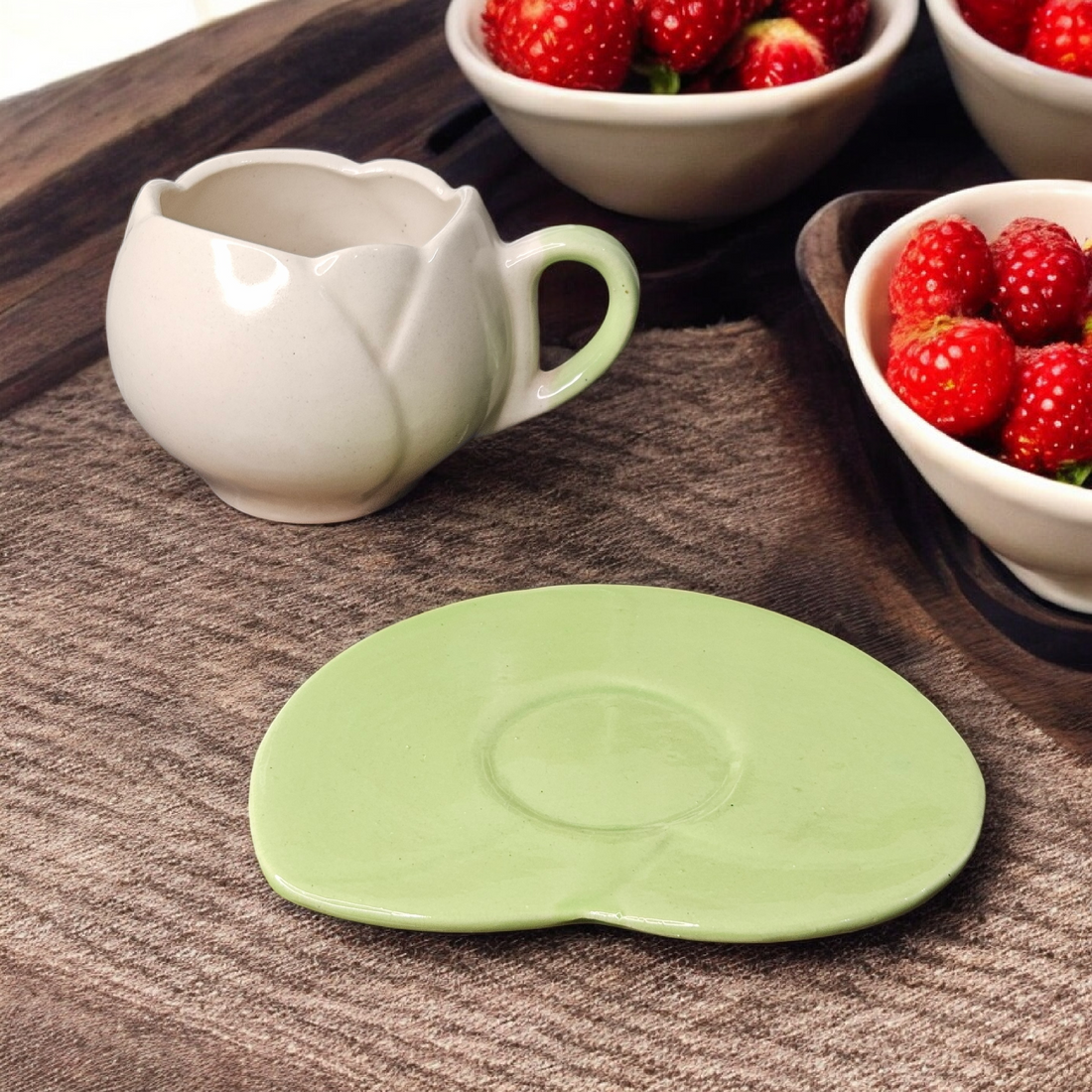 🤍 White Tulip Ceramic Cup & Saucer – 260 ml
