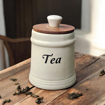 🍯Tea Air-Tight Ceramic Jar with Wooden Lid – 380 ml