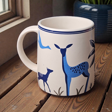 🦌 Ceramic Blue Deer Mug – 260 ml