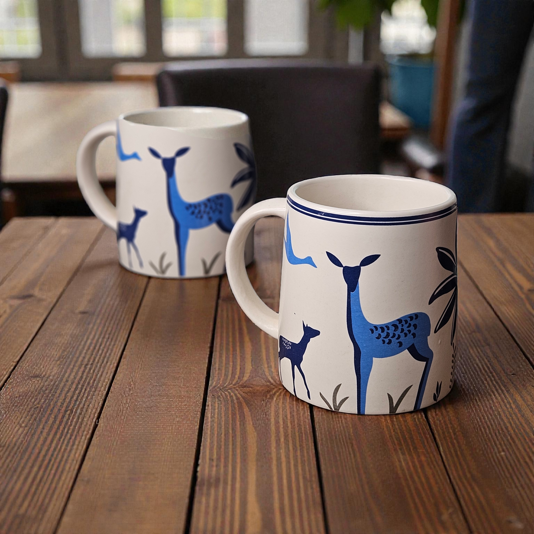 🦌 Ceramic Blue Deer Mug – 260 ml