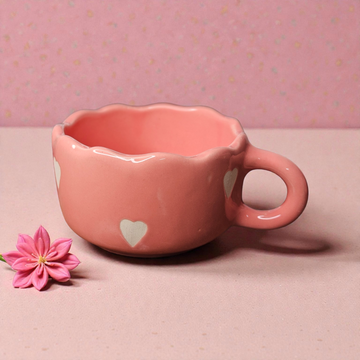 💗 Pink Heart Cappuccino Mug – 280 ml
