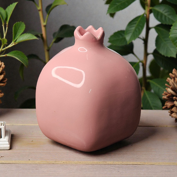 💗 Ceramic Pink Pomegranate Vase – 6 Inch
