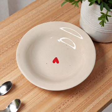 7 inch ❤️ Pasta Quarter Plate with Heart Painting – Elegant & romantic design