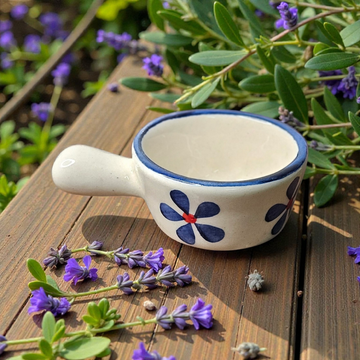 💙🌸 Handle Dip Bowl – Blue Flower 🌸💙