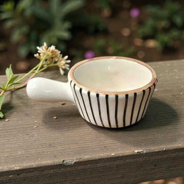 🤎🌸 Brown Lining Dip Bowl – Blue Flower 🌸🤎