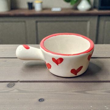 ❤️🌸 Red Heart Dip Bowl – Blue Flower 🌸❤️