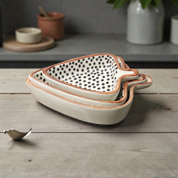 🤎🍃 Brown Dot Leaf Platter Set of 3 🍃🤎