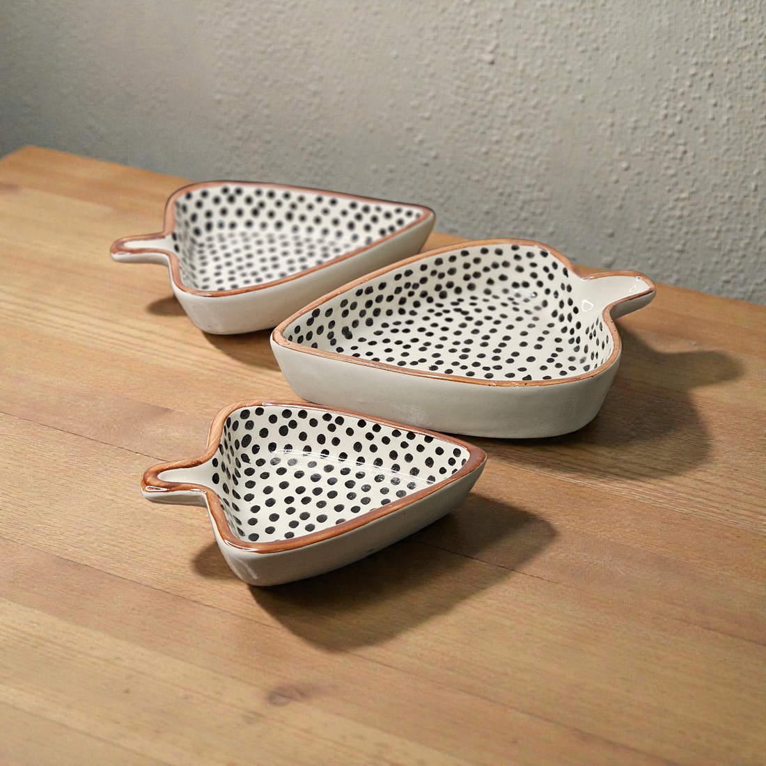 🤎🍃 Brown Dot Leaf Platter Set of 3 🍃🤎