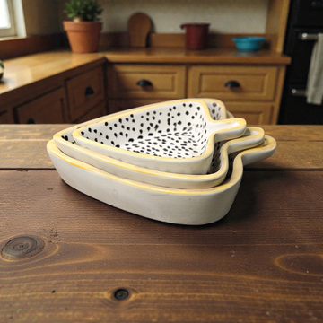 💛🍃 Yellow Dot Leaf Platter Set of 3 🍃💛
