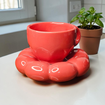 ❤️ Red Bubble Cup &amp; Saucer Set – 220ML ☕✨
