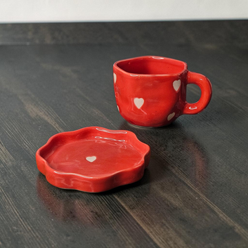 👑❤️ Crown Red Cup &amp; Saucer Set ☕✨