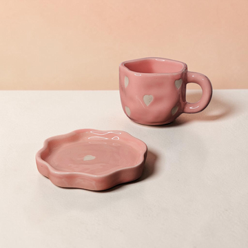 👑💗 Crown Pink Cup &amp; Saucer Set ☕✨
