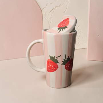 🍓 STRAWBERRY SIPPER MUG WITH STEEL PIPE ☕🥤
